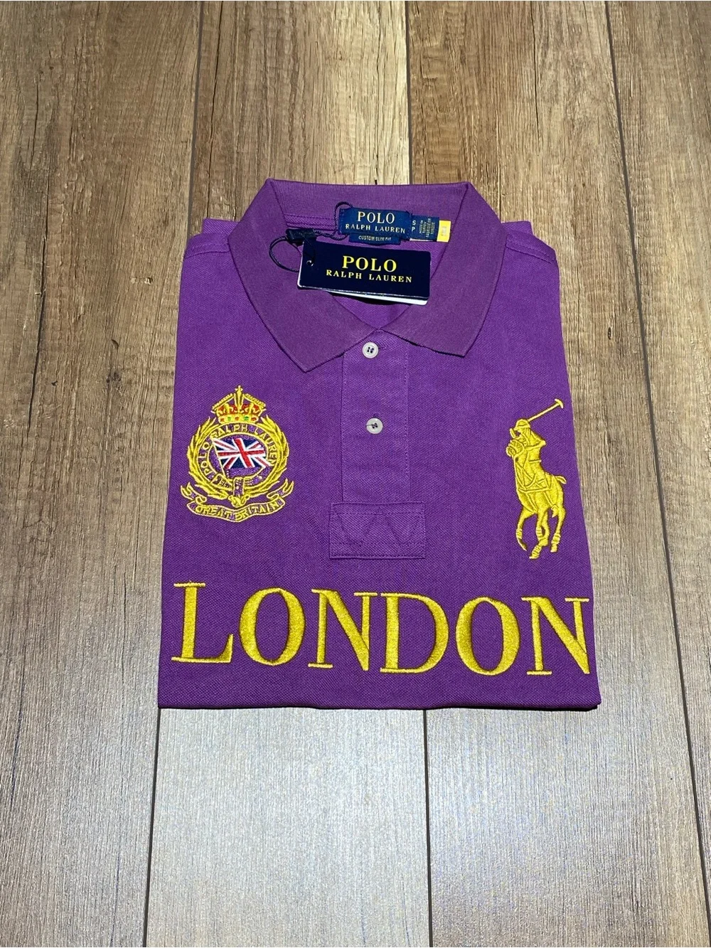 Polo Ralph Lauren Custom Slim Fit Purple London Polo Shirt Short Sleeve NWT
